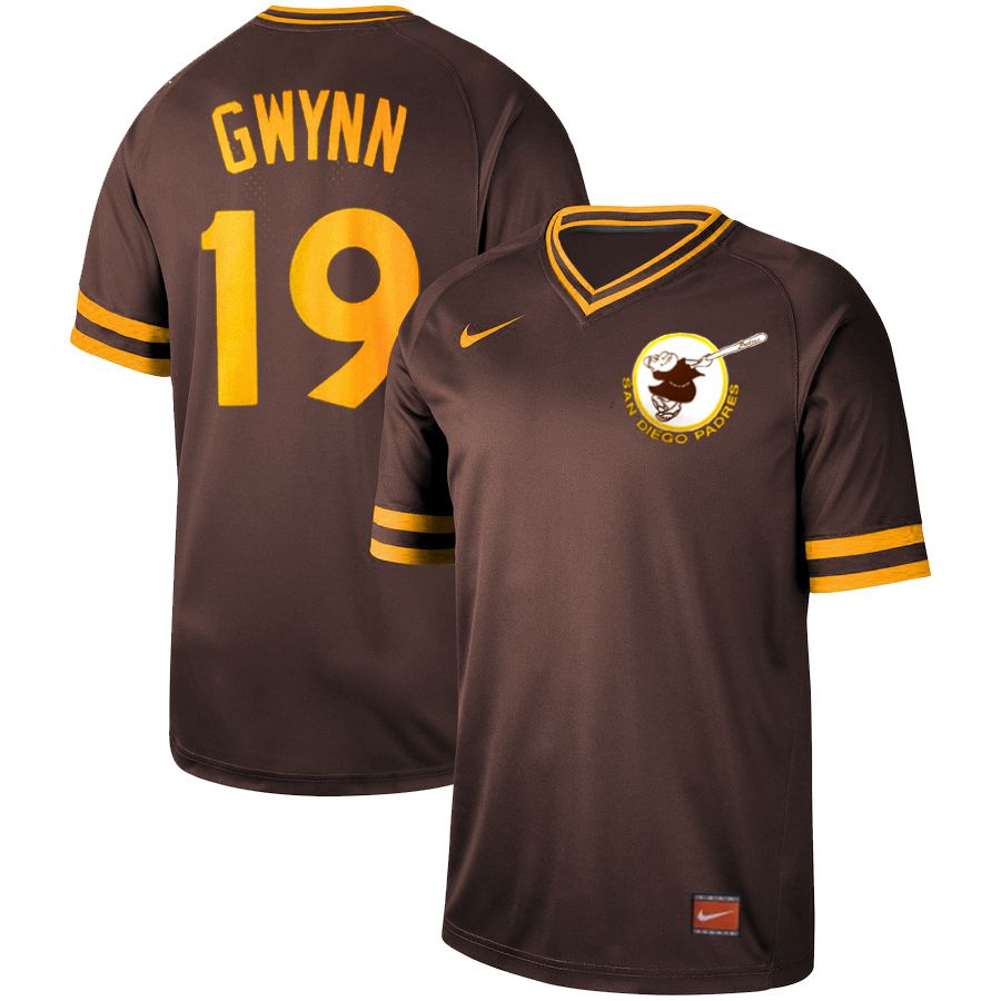 Men San Diego Padres #19 Gwynn brown Nike Cooperstown Collection Legend V-Neck MLB Jersey->san diego padres->MLB Jersey